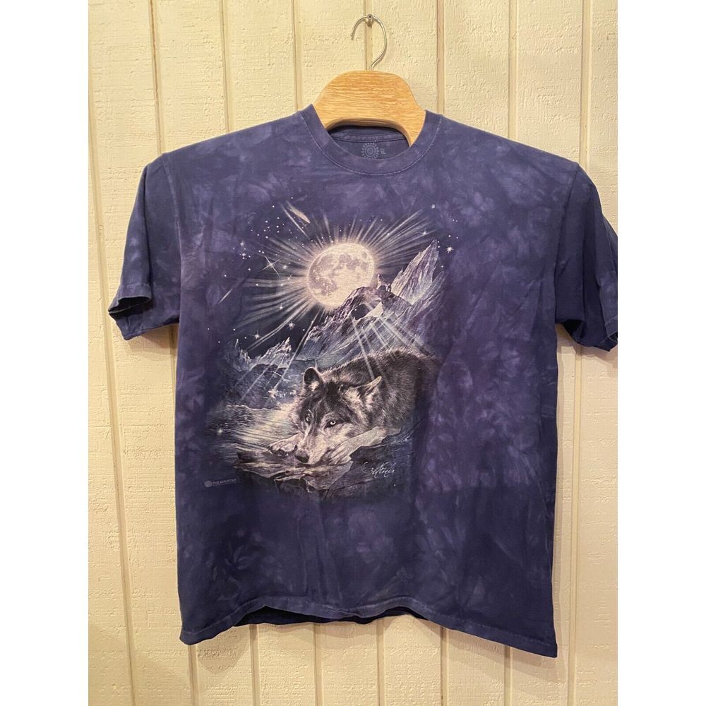 The Mountain Wolf/Sun T-Shirt Mens XL Purple 100% Cotton Graphics Print Pullover